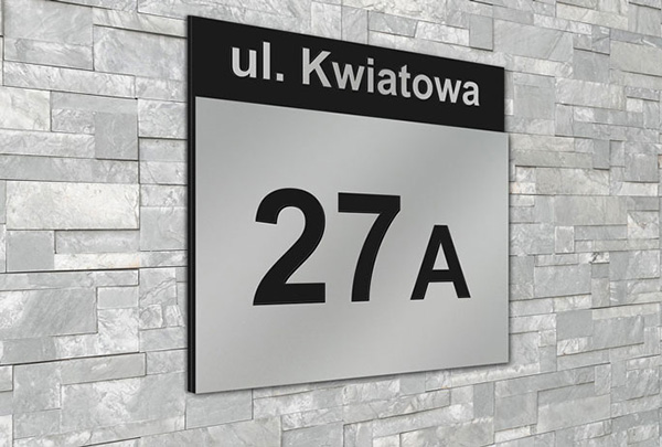 Wizualizacja tabliczki adresowej dwuwarstwowej z aluminium 4