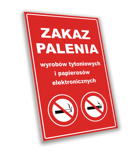 Tabliczka PCV - Zakaz Palenia wyrobów tytoniowych - red