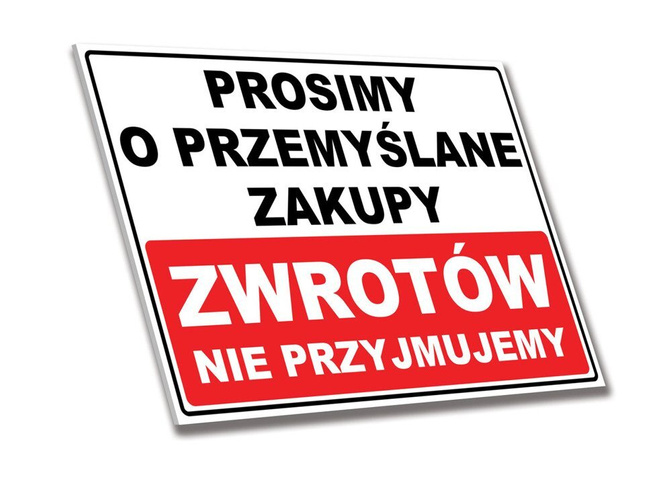 Tabliczka PCV - UWAGA Zwrotów Nie Przyjmujemy