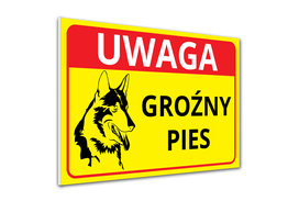 Tabliczka PCV - Uwaga Groźny Pies - GP1