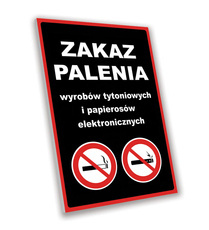 Tabliczka PCV - Zakaz Palenia Wyrobów Tytoniowych - black