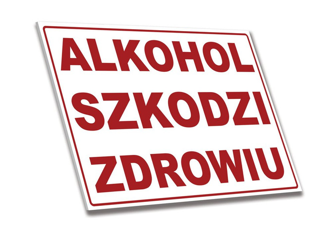 Tabliczka PCV - Alkohol szkodzi zdrowiu