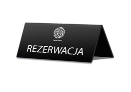 Tabliczka na stół - Rezerwacja 10cm x 5cm z logo firmy