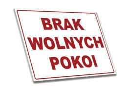 Tabliczka PCV - Brak wolnych pokoi