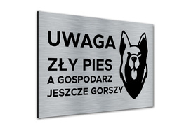 Tabliczka aluminiowa - Uwaga Zły Pies - GP6