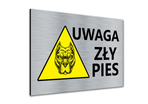 Aluminionwa tabliczka ostrzegawcza Uwaga Pies GP7
